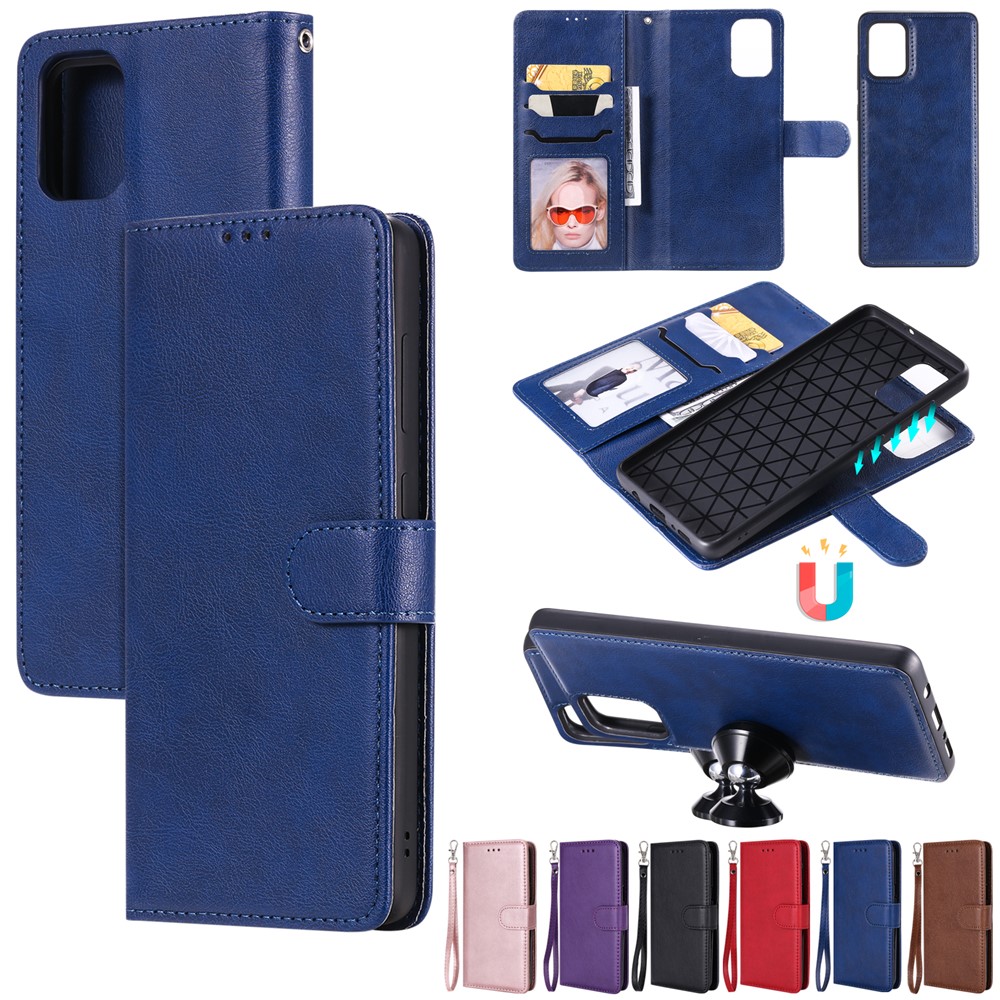 Detachable 2-in-1 PU Leather Wallet Stand Flip Cover for Samsung Galaxy A71 - Blue-12