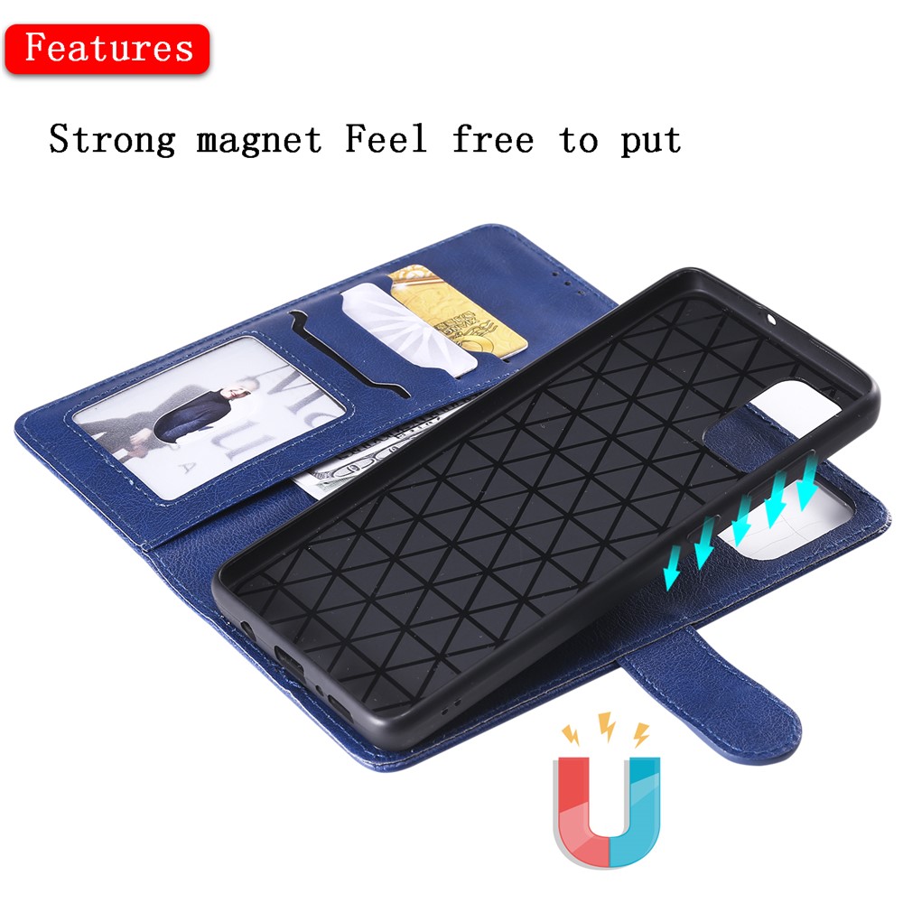 Detachable 2-in-1 PU Leather Wallet Stand Flip Cover for Samsung Galaxy A71 - Blue-5