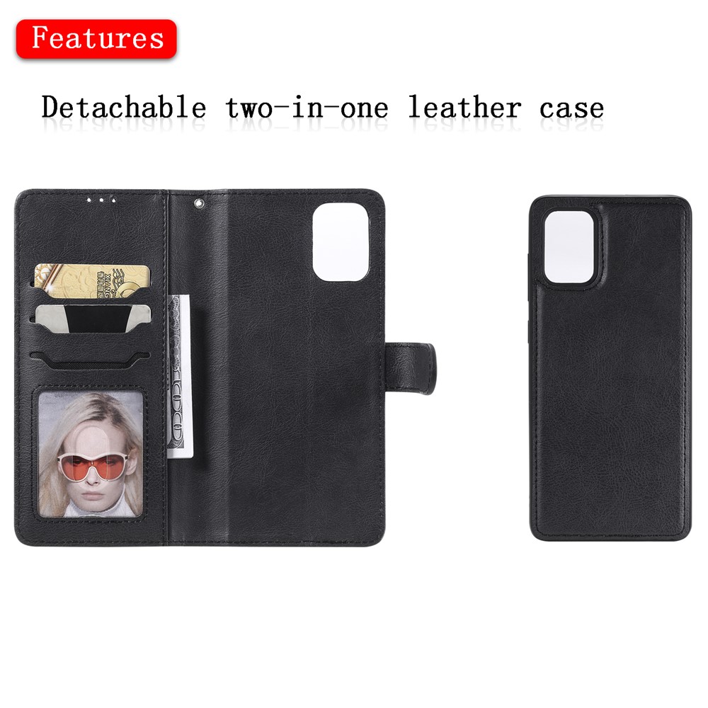 Detachable 2-in-1 PU Leather Wallet Stand Flip Cover for Samsung Galaxy A71 - Black-4