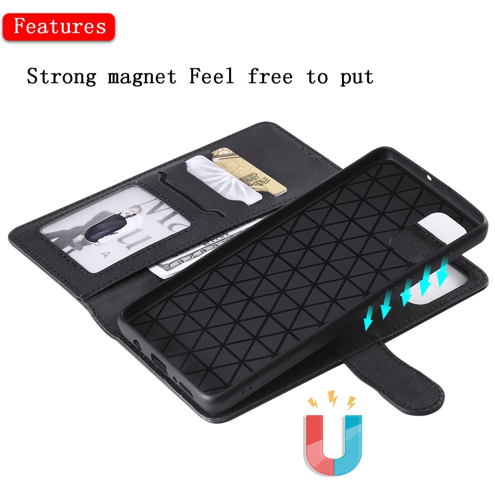 Detachable 2-in-1 PU Leather Wallet Stand Flip Cover for Samsung Galaxy A71 - Black-5