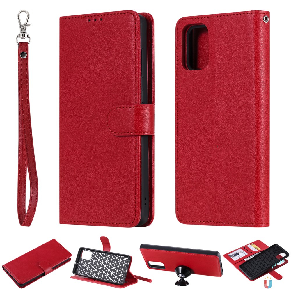 Detachable 2-in-1 PU Leather Wallet Stand Flip Cover for Samsung Galaxy A71 - Red-1