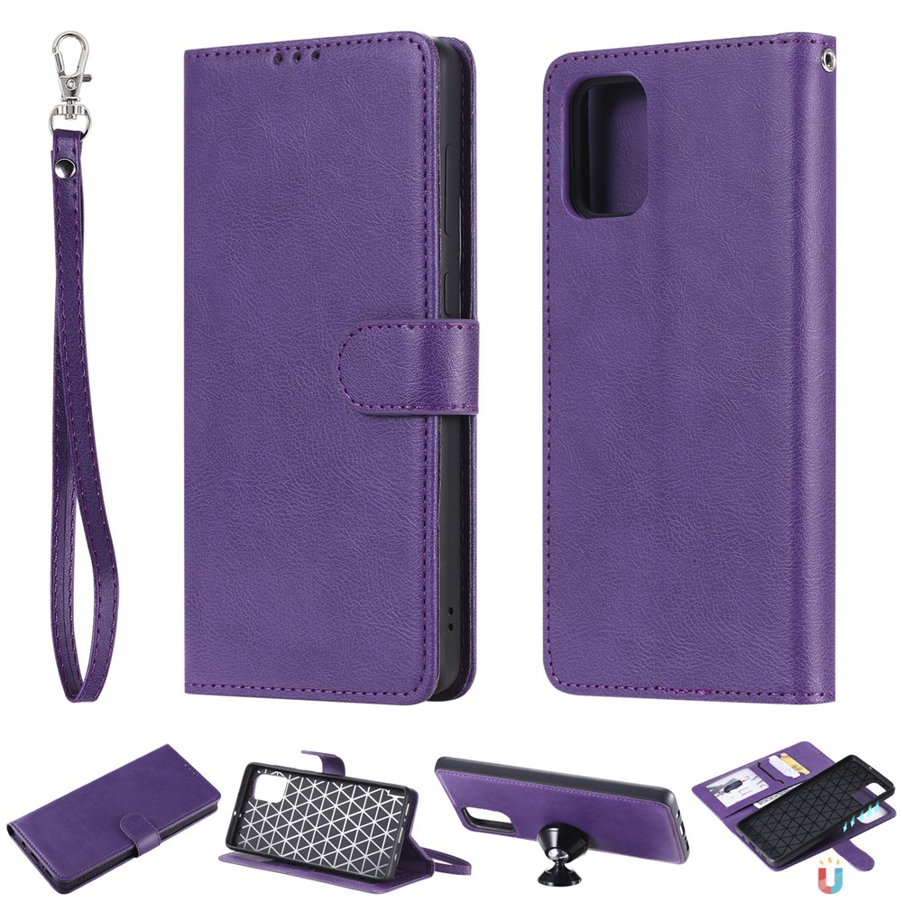 Detachable 2-in-1 PU Leather Wallet Stand Flip Cover for Samsung Galaxy A71 - Purple-1