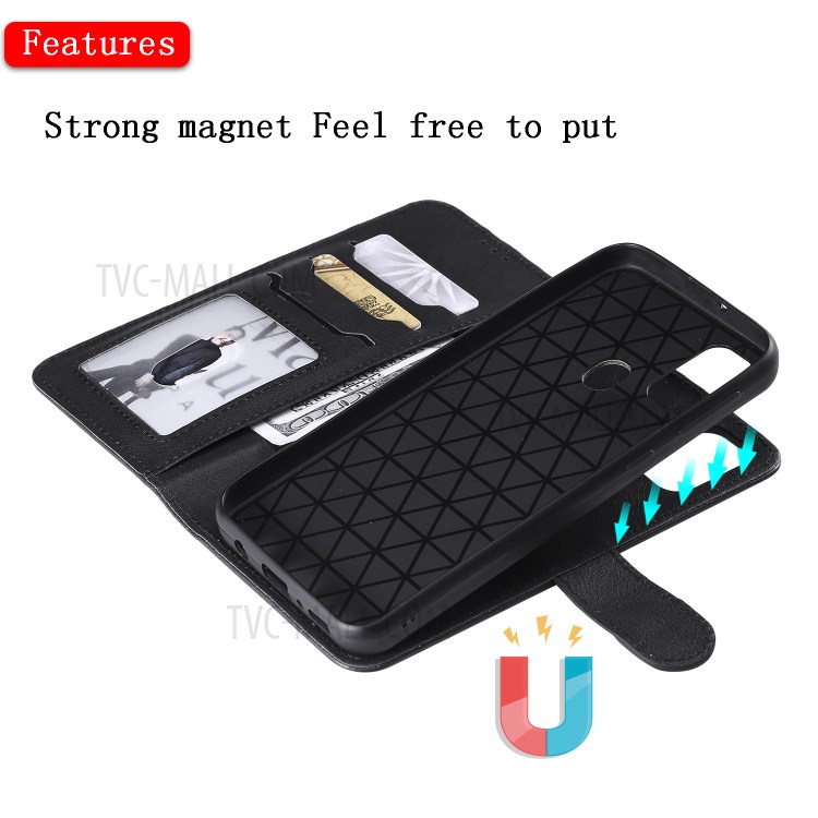 Detachable Leather Wallet Case + TPU Back 2 in 1 Phone Shell for Samsung Galaxy M30s/M21 - Black-5