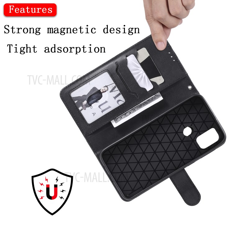 Detachable Leather Wallet Case + TPU Back 2 in 1 Phone Shell for Samsung Galaxy M30s/M21 - Black-9