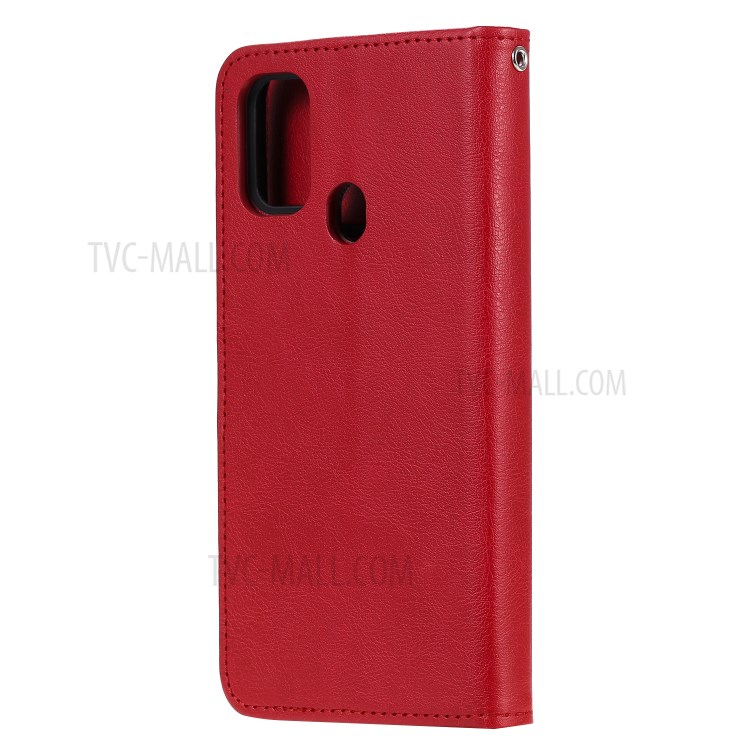 Detachable Leather Wallet Case + TPU Back 2 in 1 Phone Shell for Samsung Galaxy M30s/M21 - Red-3