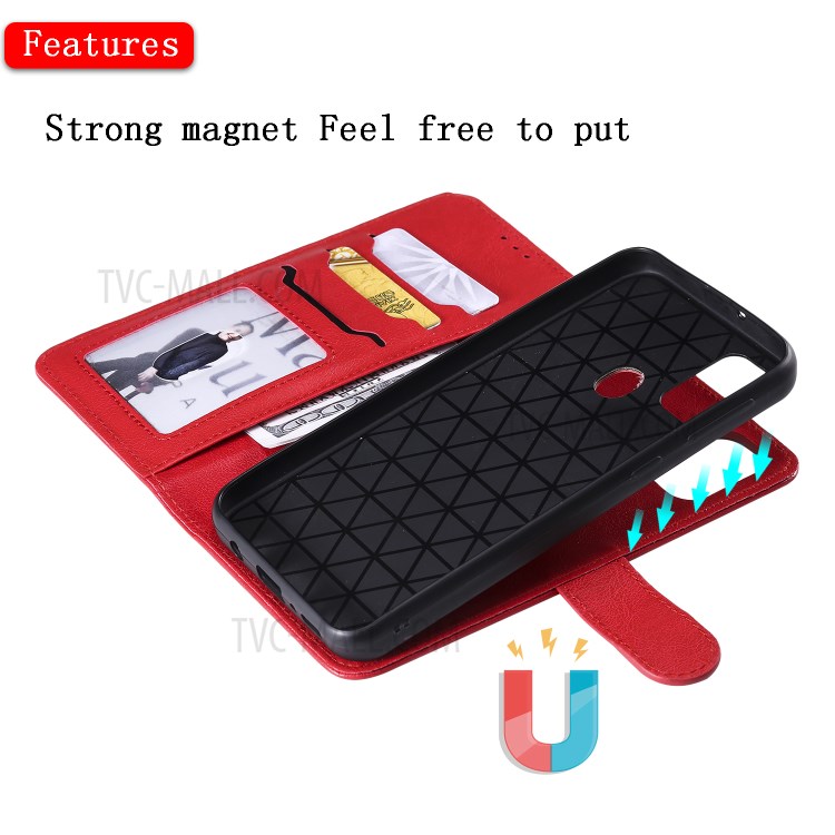 Detachable Leather Wallet Case + TPU Back 2 in 1 Phone Shell for Samsung Galaxy M30s/M21 - Red-5
