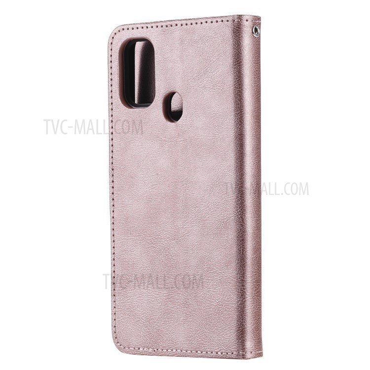 Detachable Leather Wallet Case + TPU Back 2 in 1 Phone Shell for Samsung Galaxy M30s/M21 - Rose Gold-3