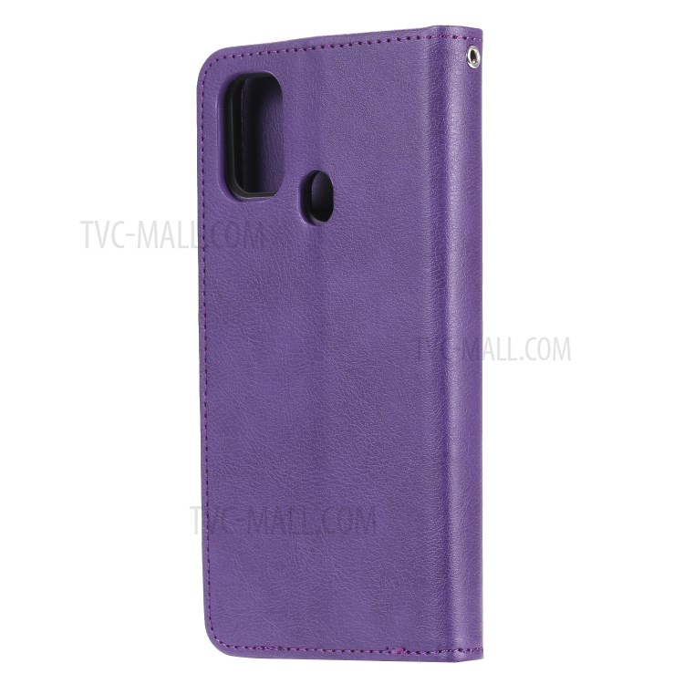 Detachable Leather Wallet Case + TPU Back 2 in 1 Phone Shell for Samsung Galaxy M30s/M21 - Purple-3