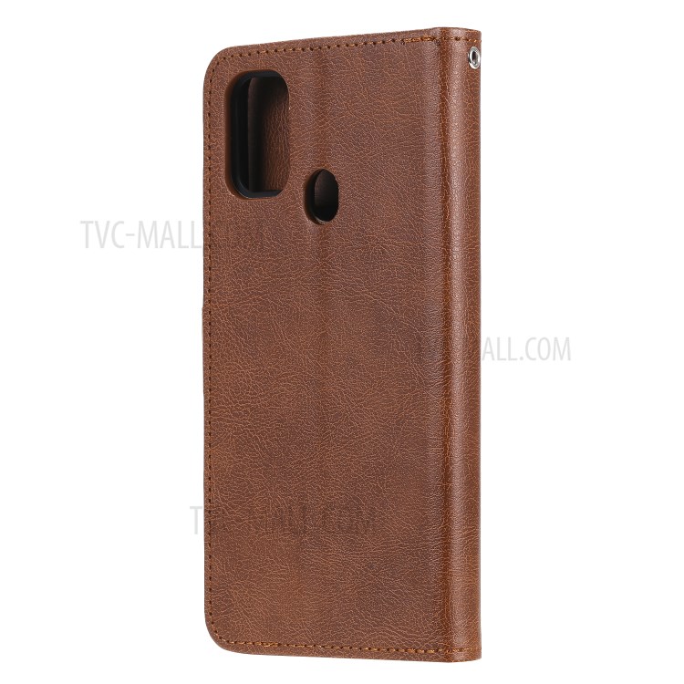 Detachable Leather Wallet Case + TPU Back 2 in 1 Phone Shell for Samsung Galaxy M30s/M21 - Brown-3