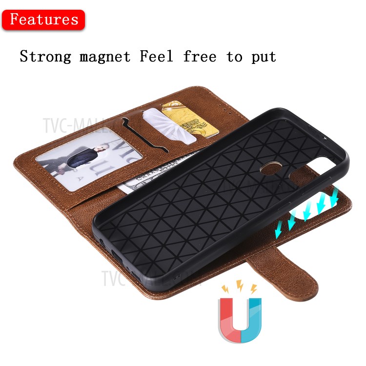 Detachable Leather Wallet Case + TPU Back 2 in 1 Phone Shell for Samsung Galaxy M30s/M21 - Brown-5