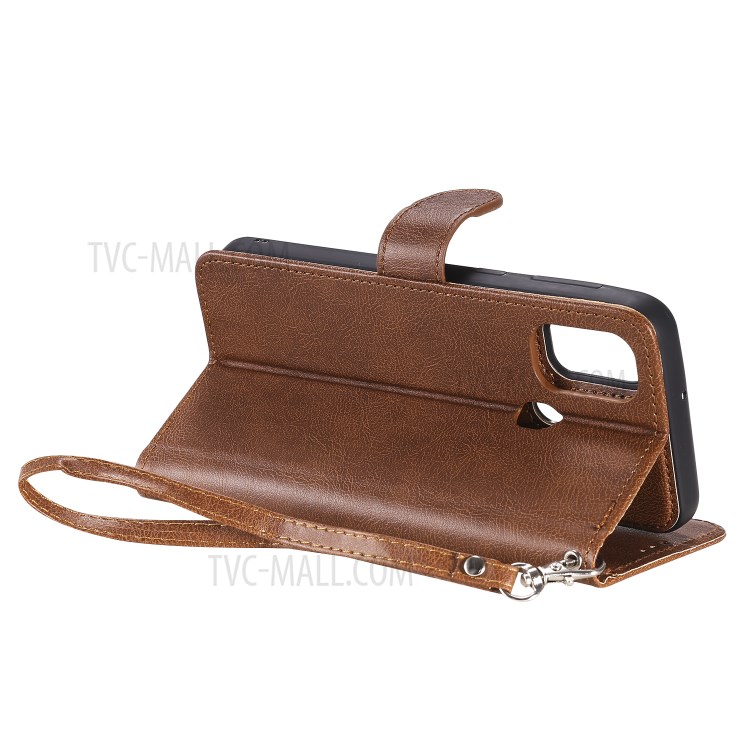 Detachable Leather Wallet Case + TPU Back 2 in 1 Phone Shell for Samsung Galaxy M30s/M21 - Brown-6