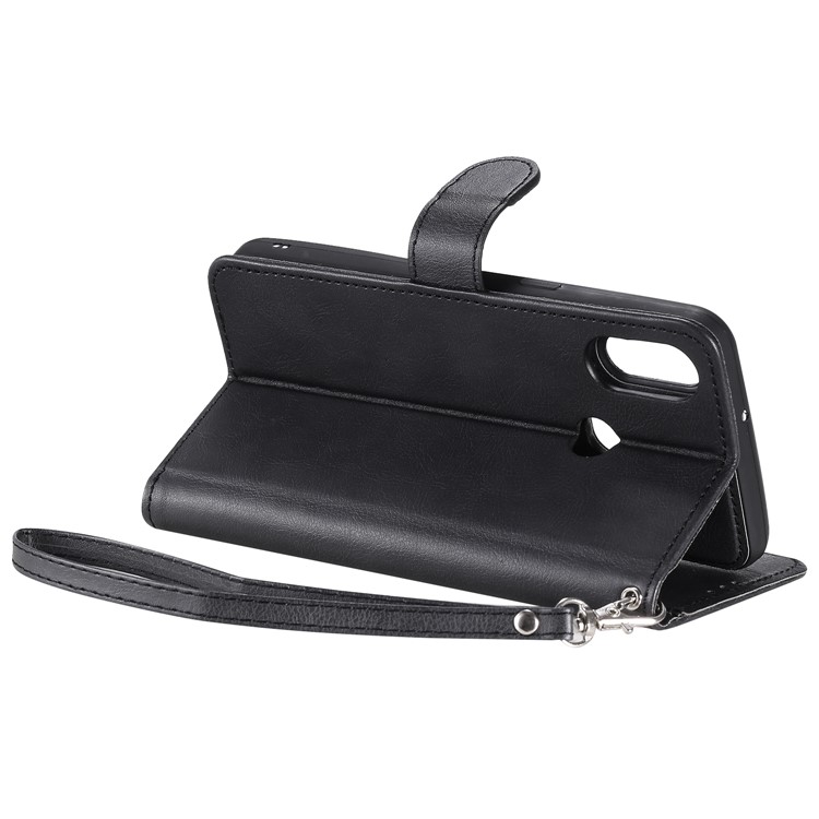 Magnetic KT Leather Series-3 Reta de Cuero de Billetera 2-en-1 de Billetera Para Samsung Galaxy A10s - Negro