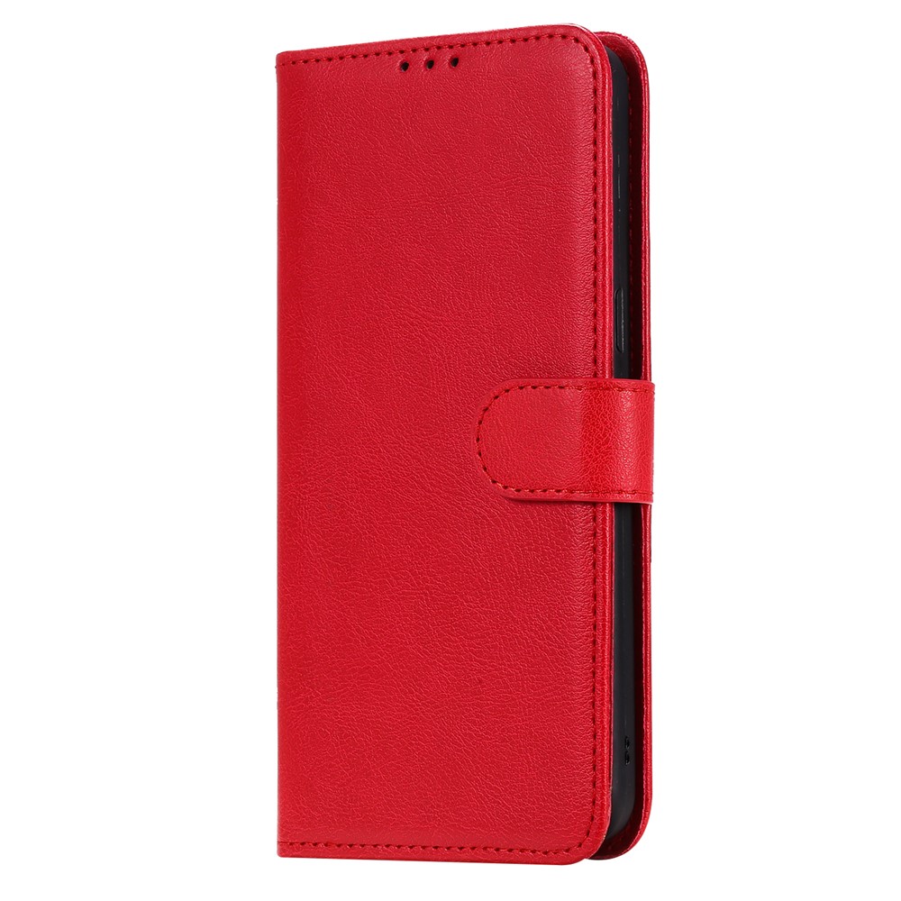 Magnetic KT Leather Series-3 Reta de Cuero de Billetera 2-en-1 de Billetera Para Samsung Galaxy A10s - Rojo