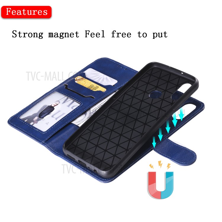 Magnetic Detachable 2-in-1 Wallet Stand Leather Shell for Samsung Galaxy A10s - Blue-5