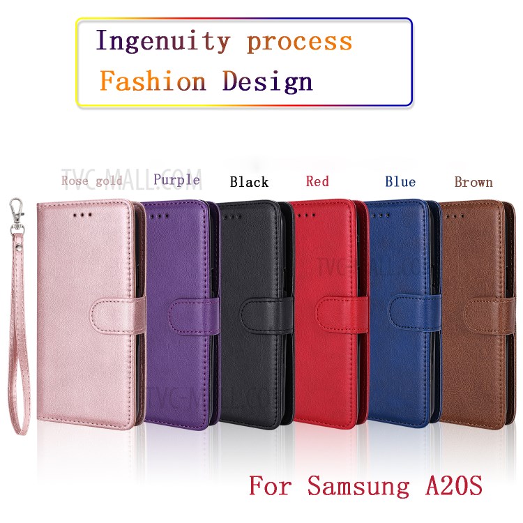 Magnetic Detachable 2-in-1 Wallet Stand Leather Phone Case for Samsung Galaxy A20s - Brown-13