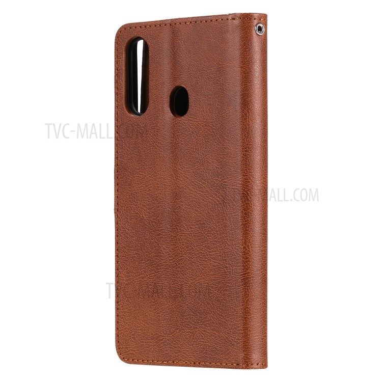Magnetic Detachable 2-in-1 Wallet Stand Leather Phone Case for Samsung Galaxy A20s - Brown-3