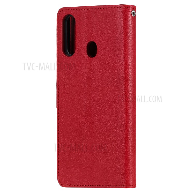 Magnetic Detachable 2-in-1 Wallet Stand Leather Phone Case for Samsung Galaxy A20s - Red-3