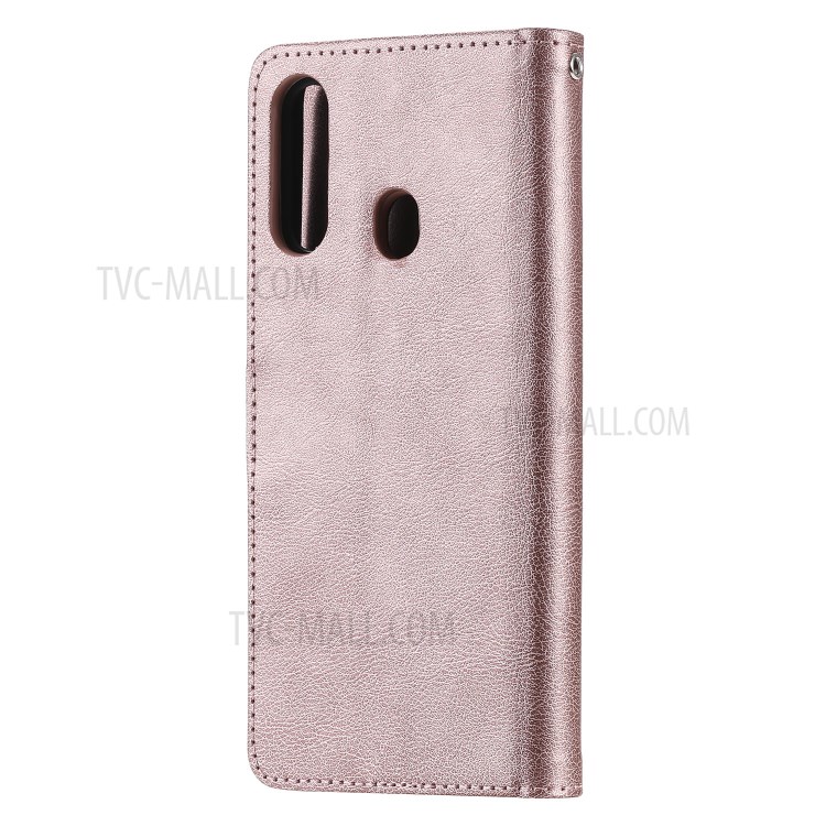 Magnetic Detachable 2-in-1 Wallet Stand Leather Phone Case for Samsung Galaxy A20s - Rose Gold-3