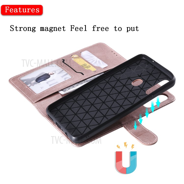 Magnetic Detachable 2-in-1 Wallet Stand Leather Phone Case for Samsung Galaxy A20s - Rose Gold-6