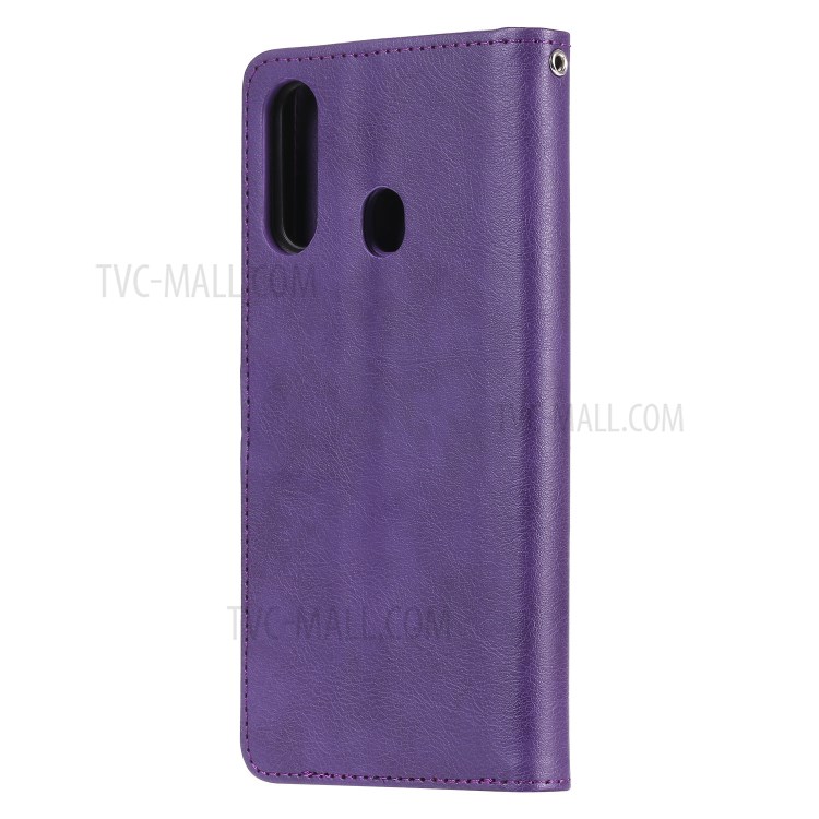 Magnetic Detachable 2-in-1 Wallet Stand Leather Phone Case for Samsung Galaxy A20s - Purple-3