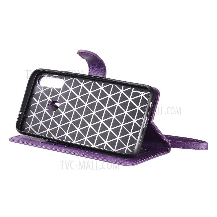 Magnetic Detachable 2-in-1 Wallet Stand Leather Phone Case for Samsung Galaxy A20s - Purple-5