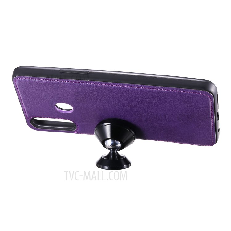 Magnetic Detachable 2-in-1 Wallet Stand Leather Phone Case for Samsung Galaxy A20s - Purple-8