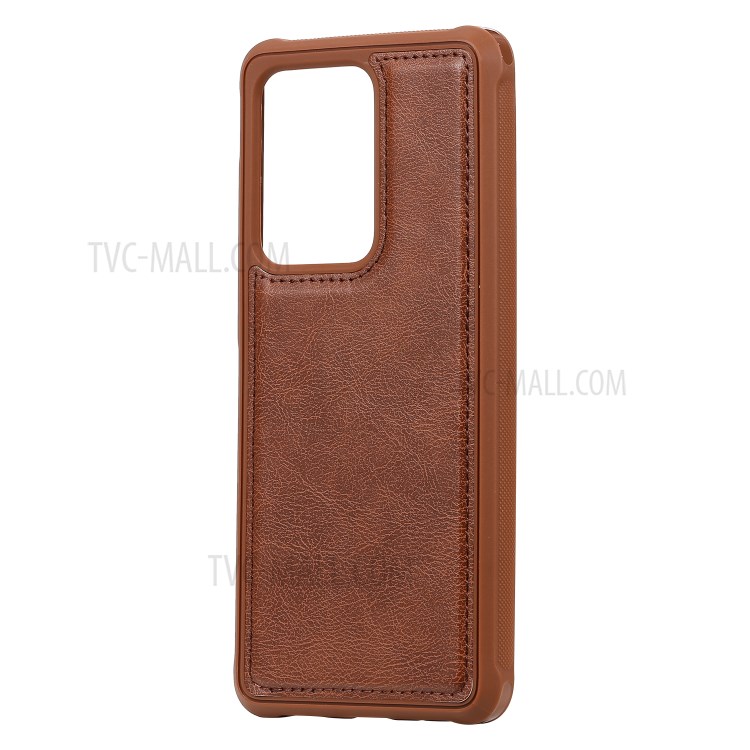 Magnetic KT Leather Series-3 Detachable 2-in-1 Zipper Wallet Stand Leather Case for Samsung Galaxy S20 Ultra - Brown-10