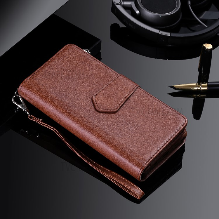 Magnetic Detachable 2-in-1 Zipper Wallet Stand Leather Case for Samsung Galaxy S20 Ultra - Brown-19