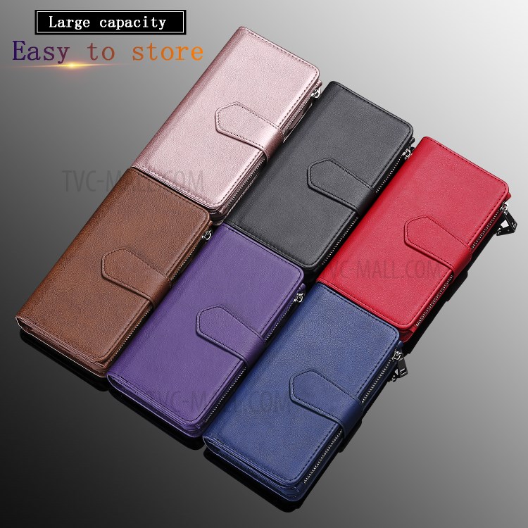 Magnetic Detachable 2-in-1 Zipper Wallet Stand Leather Case for Samsung Galaxy S20 Ultra - Brown-22