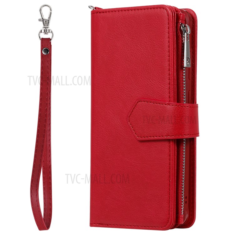 Magnetic Detachable 2-in-1 Zipper Wallet Stand Leather Case for Samsung Galaxy S20 Ultra - Red-4