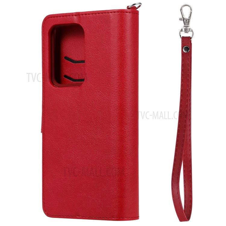 Magnetic Detachable 2-in-1 Zipper Wallet Stand Leather Case for Samsung Galaxy S20 Ultra - Red-5