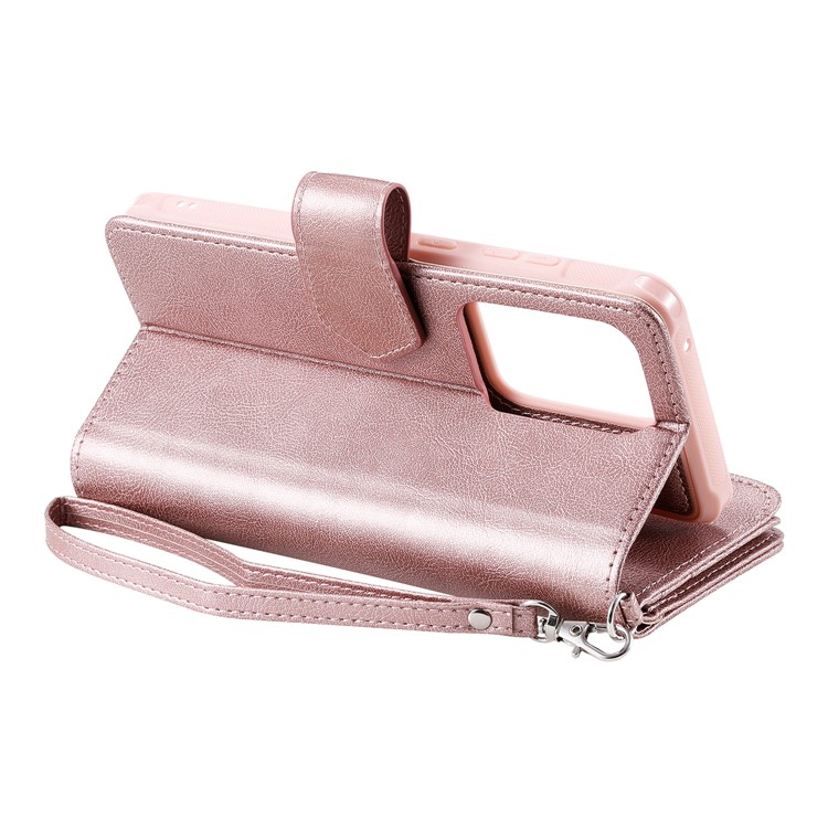 Magnetic Detachable 2-in-1 Zipper Wallet Stand Leather Case for Samsung Galaxy S20 Ultra - Rose Gold-12