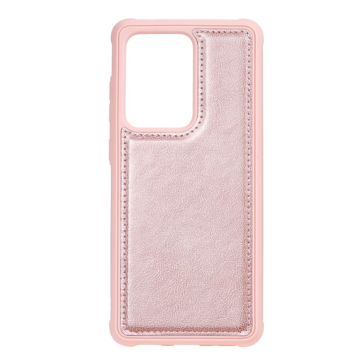 Magnetic Detachable 2-in-1 Zipper Wallet Stand Leather Case for Samsung Galaxy S20 Ultra - Rose Gold-7