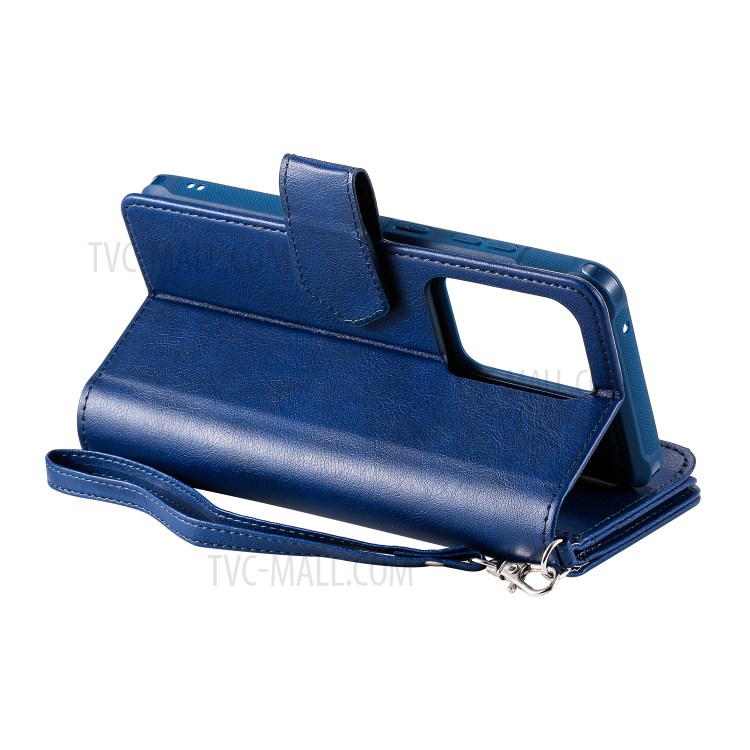 Caso Magnetico Staccabile 2-in-1 Cerniera Basamento Raccoglitore Di Cuoio Per La Galassia S20 Ultra - Blu-11