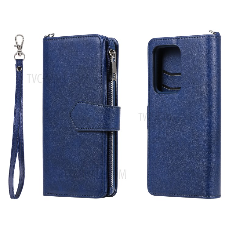 Caso Magnetico Staccabile 2-in-1 Cerniera Basamento Raccoglitore Di Cuoio Per La Galassia S20 Ultra - Blu-2