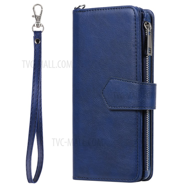 Caso Magnetico Staccabile 2-in-1 Cerniera Basamento Raccoglitore Di Cuoio Per La Galassia S20 Ultra - Blu-4