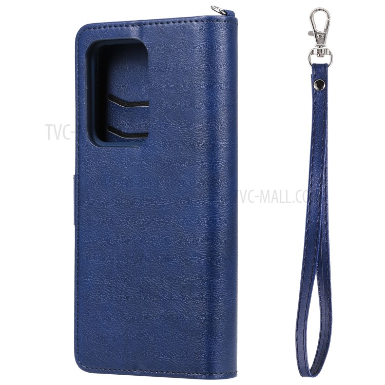 Caso Magnetico Staccabile 2-in-1 Cerniera Basamento Raccoglitore Di Cuoio Per La Galassia S20 Ultra - Blu-5
