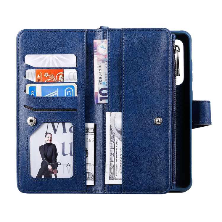 Caso Magnetico Staccabile 2-in-1 Cerniera Basamento Raccoglitore Di Cuoio Per La Galassia S20 Ultra - Blu-8