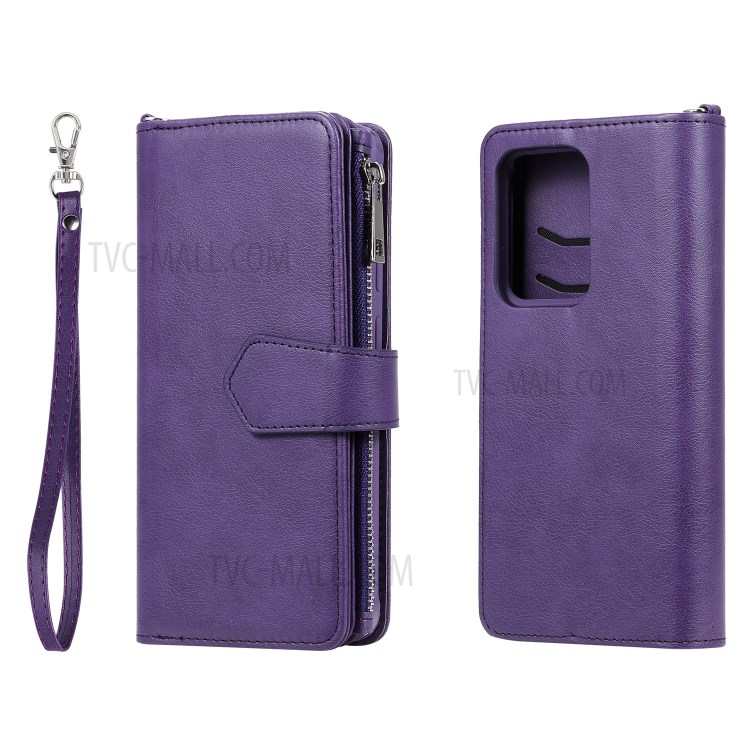 Magnetic Detachable 2-in-1 Zipper Wallet Stand Leather Case for Samsung Galaxy S20 Ultra - Purple-2