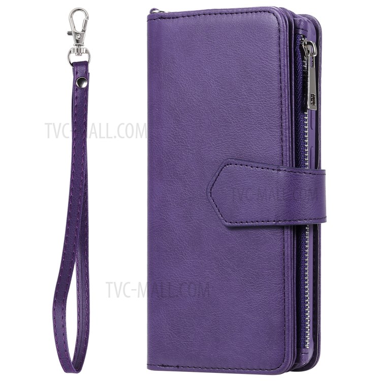 Magnetic Detachable 2-in-1 Zipper Wallet Stand Leather Case for Samsung Galaxy S20 Ultra - Purple-4