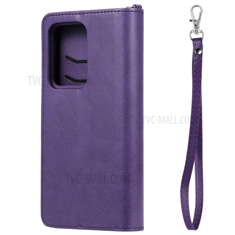 Magnetic Detachable 2-in-1 Zipper Wallet Stand Leather Case for Samsung Galaxy S20 Ultra - Purple-5