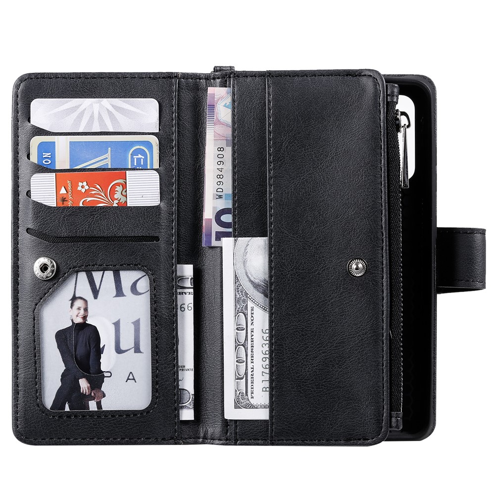 Magnetic Detachable 2-in-1 Zipper Wallet Stand Leather Case for Samsung Galaxy S20 - Black-12