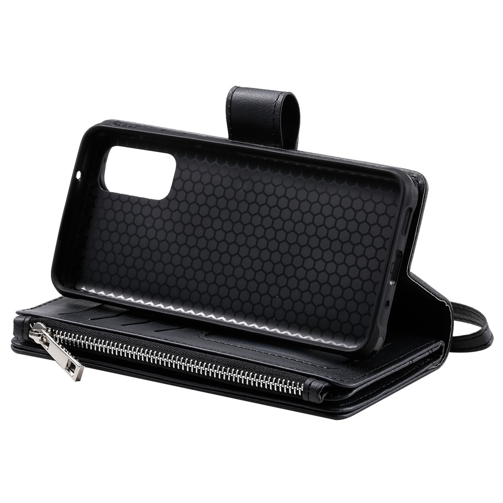 Magnetic Detachable 2-in-1 Zipper Wallet Stand Leather Case for Samsung Galaxy S20 - Black-15