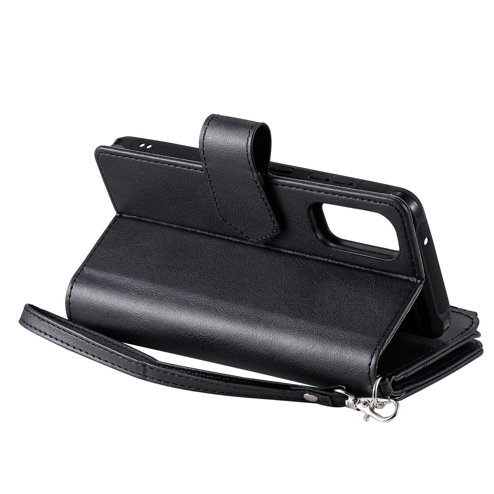 Magnetic Detachable 2-in-1 Zipper Wallet Stand Leather Case for Samsung Galaxy S20 - Black-16