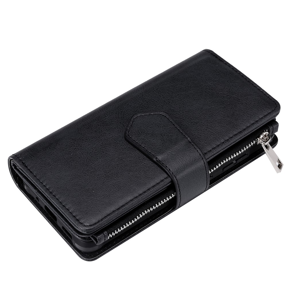 Magnetic Detachable 2-in-1 Zipper Wallet Stand Leather Case for Samsung Galaxy S20 - Black-18