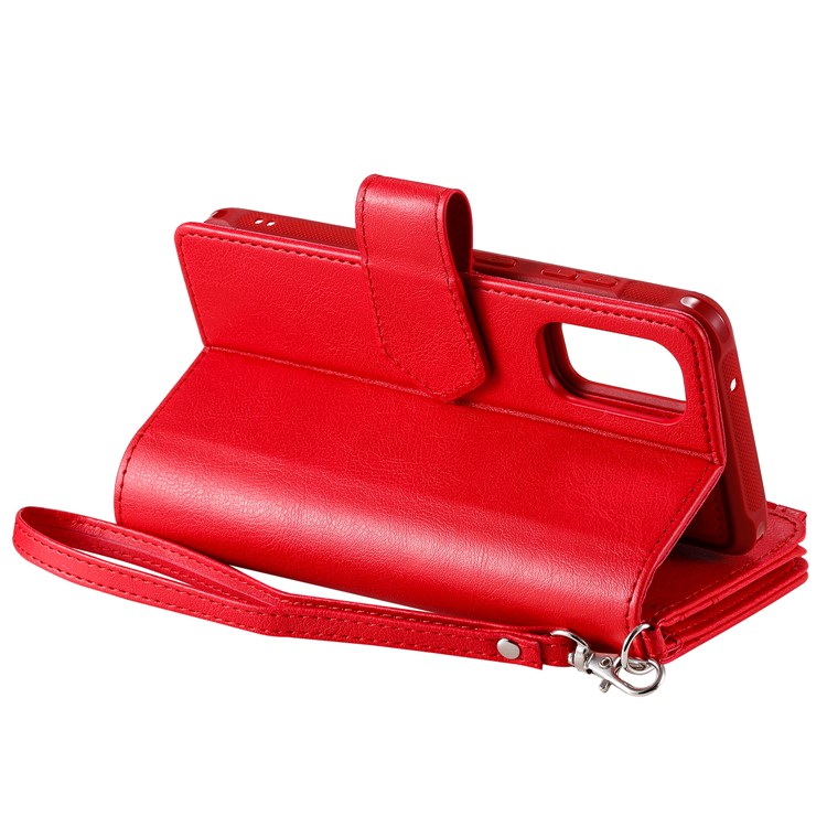 Magnetic Detachable 2-in-1 Zipper Wallet Stand Leather Case for Samsung Galaxy S20 - Red-12