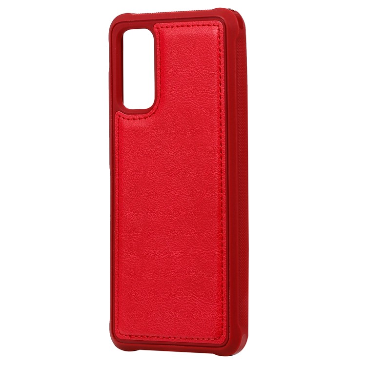 Magnetic Detachable 2-in-1 Zipper Wallet Stand Leather Case for Samsung Galaxy S20 - Red-6