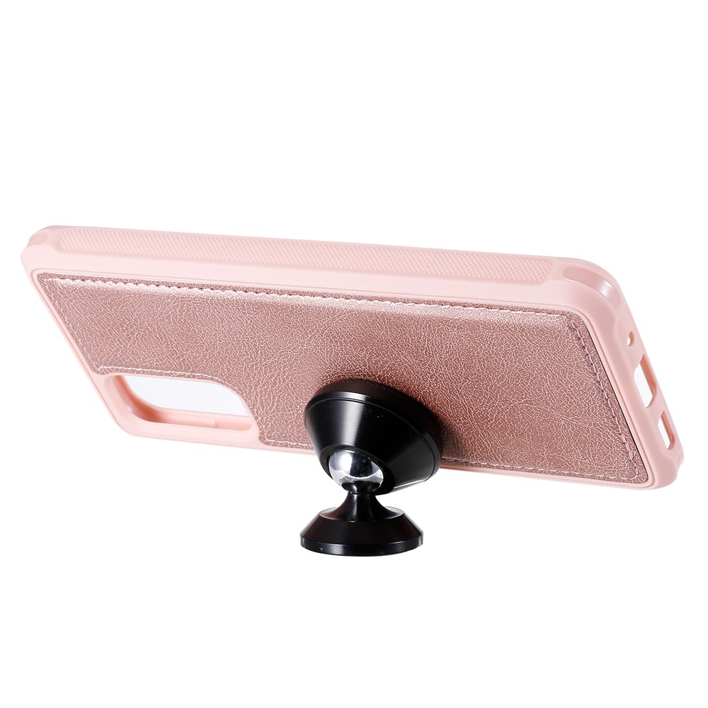 Magnétique KT Leath Series-3 Détachable Bélôle de Portefeuille à Fermeture Éclair 2 en 1 Pour Samsung Galaxy S20 4g / S20 5G - or Rose