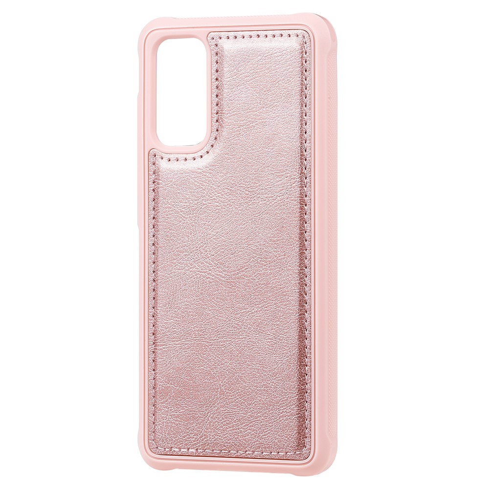 Magnétique KT Leath Series-3 Détachable Bélôle de Portefeuille à Fermeture Éclair 2 en 1 Pour Samsung Galaxy S20 4g / S20 5G - or Rose