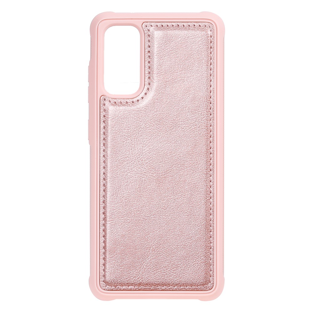 Magnétique KT Leath Series-3 Détachable Bélôle de Portefeuille à Fermeture Éclair 2 en 1 Pour Samsung Galaxy S20 4g / S20 5G - or Rose